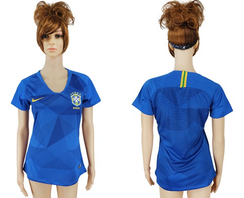 Women's Brazil Blank Away Soccer Country Jersey