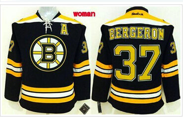 Women's Bruins #37 Patrice Bergeron Black Home Stitched NHL Jersey