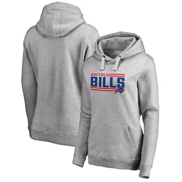 Women's Buffalo Bills NFL Pro Line By Fanatics Branded Ash Iconic Collection On Side Stripe Pullover Hoodie