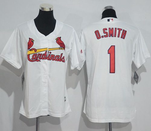 Women's Cardinals #1 Ozzie Smith White Home Stitched MLB Jersey