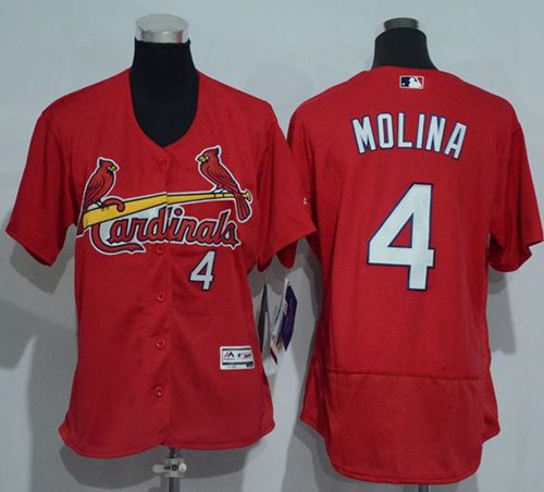Women's Cardinals #4 Yadier Molina Red Flexbase Authentic Stitched MLB Jersey