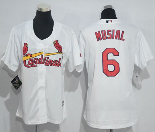 Women's Cardinals #6 Stan Musial White Home Stitched MLB Jersey