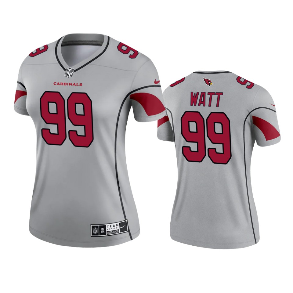 Women's Cardinals J.J. Watt Inverted Legend Gray Jersey