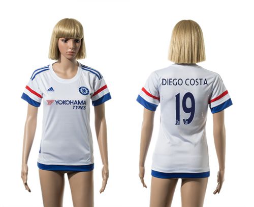 Women's Chelsea #19 Diego Costa Away Soccer Club Jersey