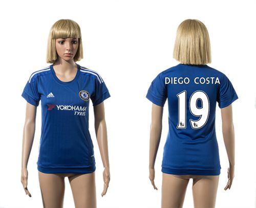 Women's Chelsea #19 Diego Costa Home Soccer Club Jersey