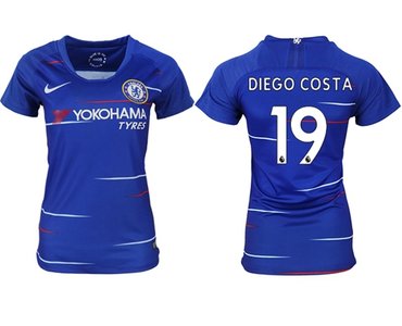Women's Chelsea #19 Diego Costa Home Soccer Club Jersey