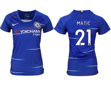 Women's Chelsea #21 Matic Home Soccer Club Jersey