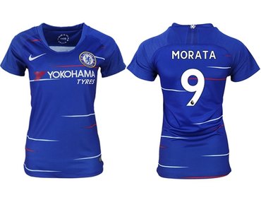 Women's Chelsea #9 Morata Home Soccer Club Jersey