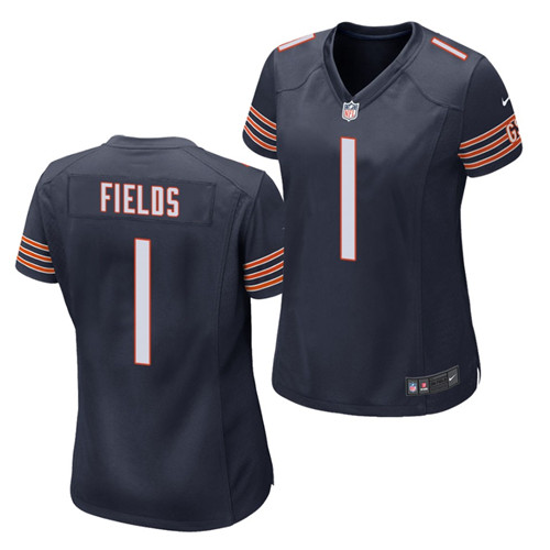 Women's Chicago Bears #1 Justin Fields Nike Navy Vapor Limited Footbll Jersey