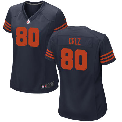 Women's Chicago Bears #80 Victor cruz Nike Navy Orange Number Jersey