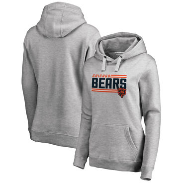 Women's Chicago Bears NFL Pro Line By Fanatics Branded Ash Iconic Collection On Side Stripe Pullover Hoodie