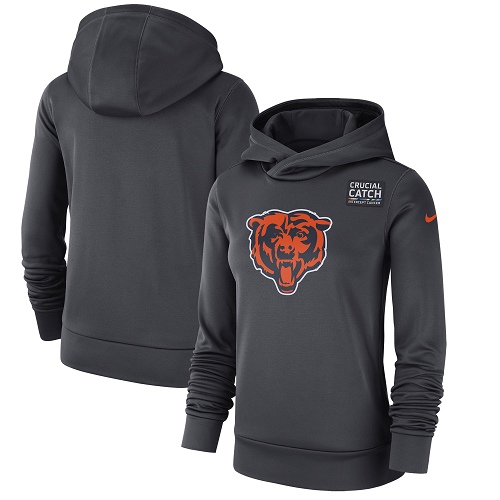 Women's Chicago Bears Nike Anthracite Crucial Catch Performance Pullover Hoodie