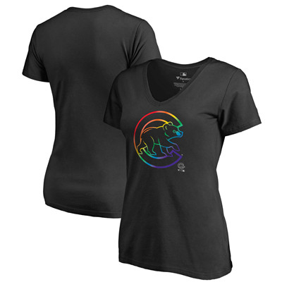 Women's Chicago Cubs Fanatics Branded Pride Black T-Shirt