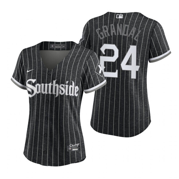 Women's Chicago White Sox #24 Yasmani Grandal Stitched Nike Black 2021 MLB City Connect Jersey