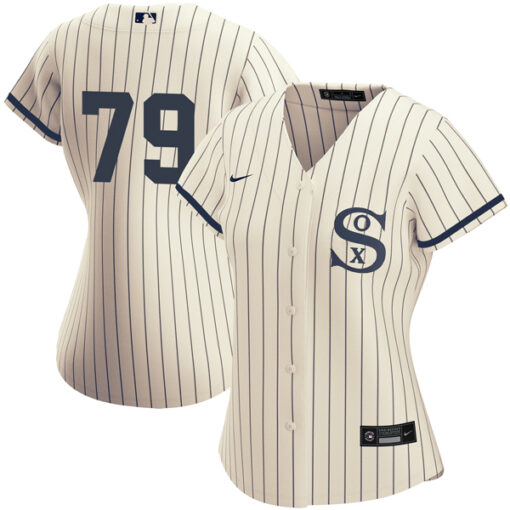 Women's Chicago White Sox #79 Jose Abreu 2021 Cream Navy Name&Number Field Of Dreams Cool Base Stitched Jersey(Run Small)