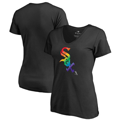 Women's Chicago White Sox Fanatics Branded Black Plus Sizes Pride T-Shirt