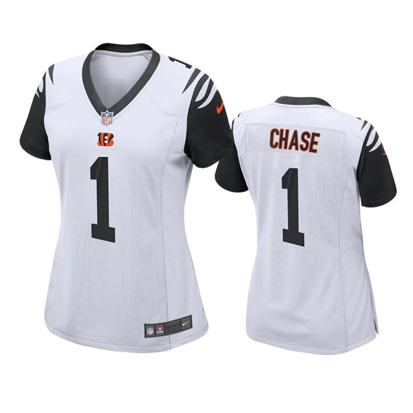 Women's Cincinnati Bengals #1 Ja'Marr Chase Nike White Color Rush Jersey