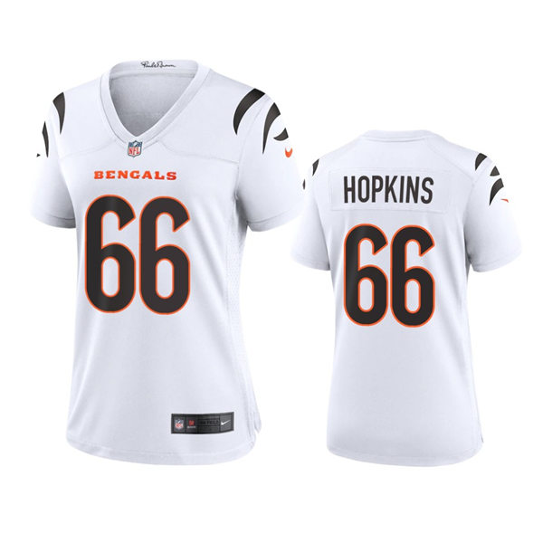 Women's Cincinnati Bengals #66 Trey Hopkins Nike White Away Limited Jersey