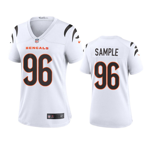 Women's Cincinnati Bengals #96 Cameron Sample Nike White Away Limited Jersey