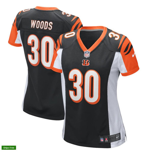 Women's Cincinnati Bengals Retired Player #30 Ickey Woods Nike previous Black Game Jersey