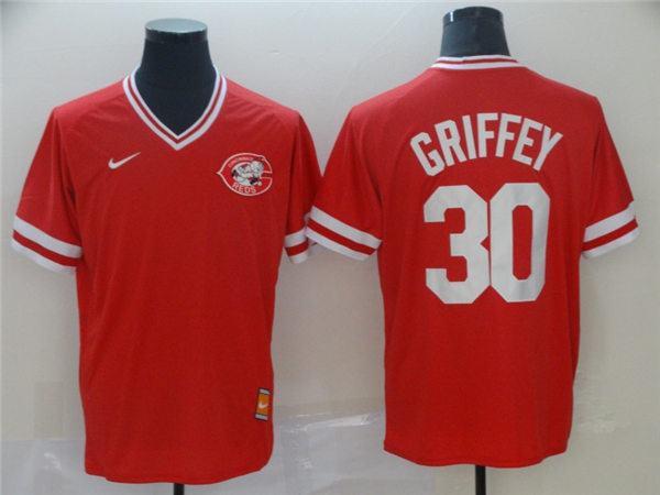 Women's Cincinnati Reds Retired Player #30 Ken Griffey Jr. Nike 1990's Scarlet Cooperstown Collection Jerseys