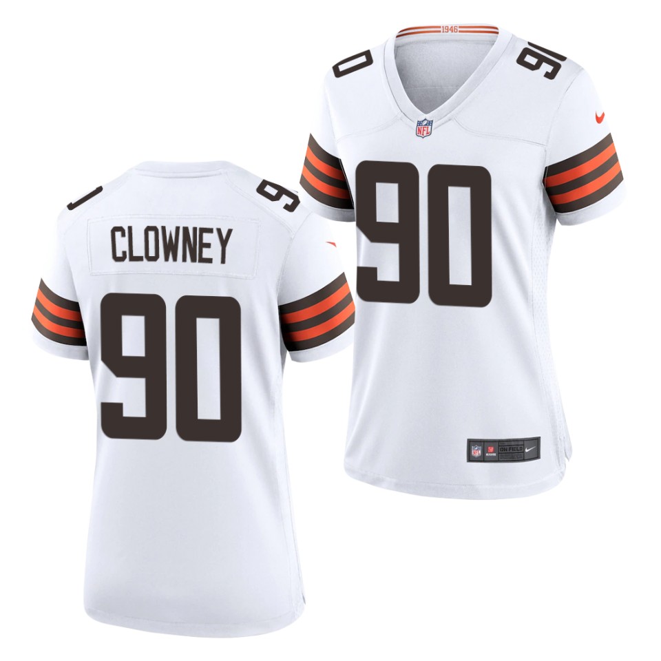 Women's Cleveland Browns #90 Jadeveon Clowney Nike White Vapor Limited Jersey