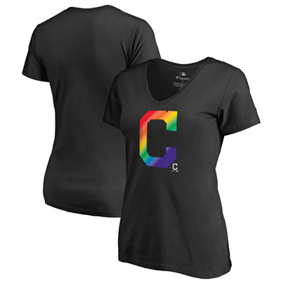 Women's Cleveland Indians Fanatics Branded Pride Black T-Shirt