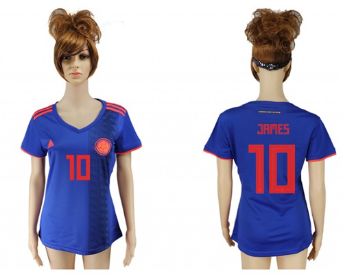 Women's Colombia #10 James Away Soccer Country Jersey