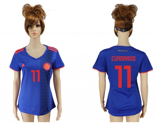 Women's Colombia #11 Cuadrado Away Soccer Country Jersey