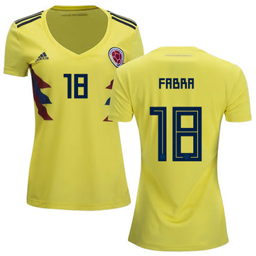 Women's Colombia #18 Fabra Home Soccer Country Jersey