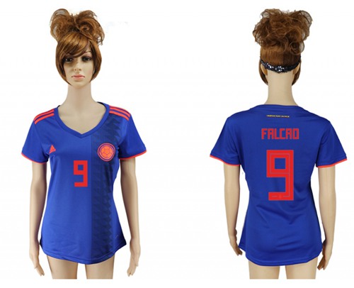 Women's Colombia #9 Falcao Away Soccer Country Jersey