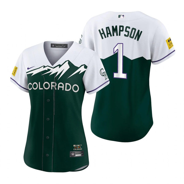 Women's Colorado Rockies #1 Garrett Hampson Green 2022 City Connect Jersey