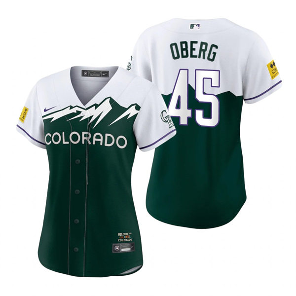 Women's Colorado Rockies #45 Scott Oberg Green 2022 City Connect Jersey