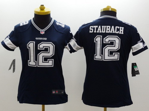 Women's Dallas Cowboys #12 Roger Staubach Blue Nik Limited Stitched Jersey