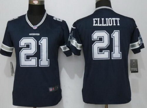 Women's Dallas Cowboys #21 Ezekiel Elliott Navy Blue Team Color NFL Nike Limited Stitched Jersey