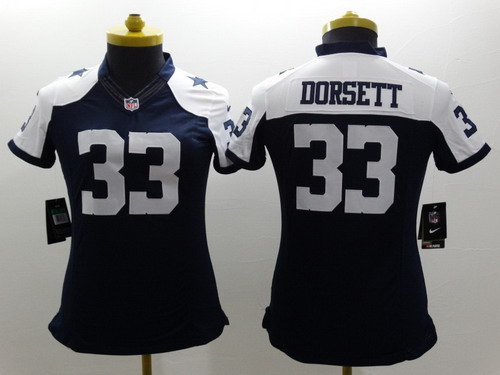 Women's Dallas Cowboys #33 Tony Dorsett Blue Thanksgiving Nike Limited Stitched Jersey