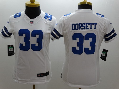 Women's Dallas Cowboys #33 Tony Dorsett White Nik Limited Stitched Jersey