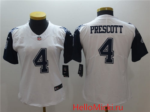 Women's Dallas Cowboys #4 Dak Prescott Nike White Color Rush Limited Stitched Jersey