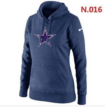 Women's Dallas Cowboys Logo Pullover Hoodie Dark Blue