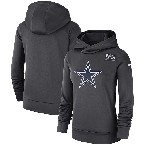 Women's Dallas Cowboys Nike Anthracite Crucial Catch Performance Pullover Hoodie