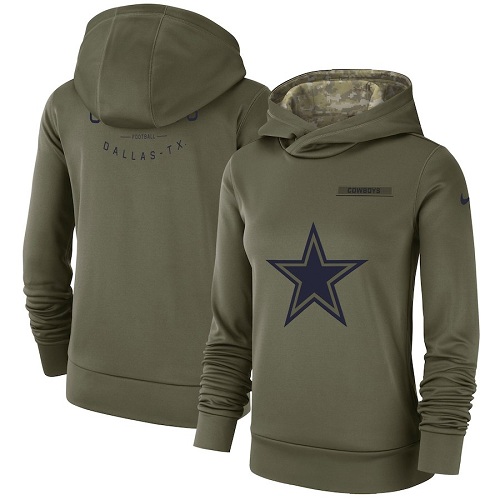 Women's Dallas Cowboys Nike Olive Salute to Service Sideline Therma Performance Pullover Hoodie