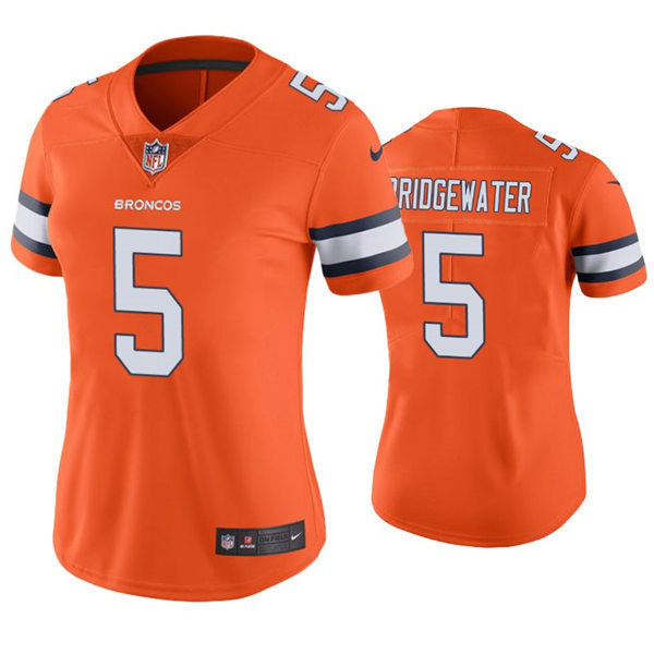 Women's Denver Broncos #5 Teddy Bridgewater Nike Orange Color Rush Jersey