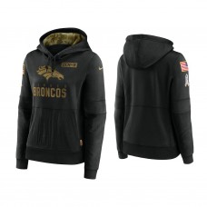 Women's Denver Broncos Black 2020 Salute to Service Sideline Performance Pullover Hoodie