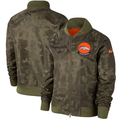 Women's Denver Broncos Nike Olive 2019 Salute To Service Full Zip Bomber Jacket