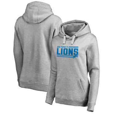 Women's Detroit Lions NFL Pro Line By Fanatics Branded Ash Iconic Collection On Side Stripe Pullover Hoodie