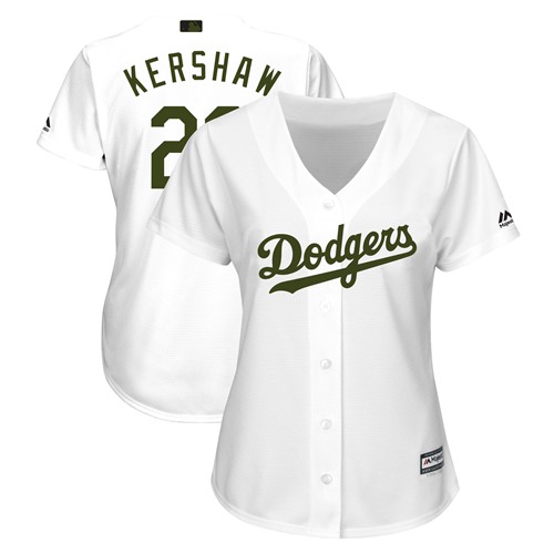 Women's Dodgers #22 Clayton Kershaw White 2018 Memorial Day Cool Base Women's Stitched MLB Jersey