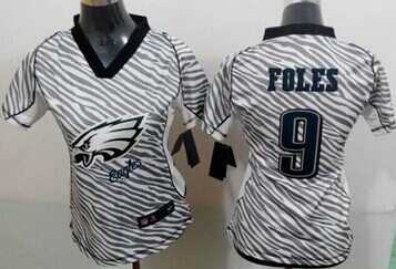 Women's Eagles #9 Nick Foles Zebra NFL Elite Jersey