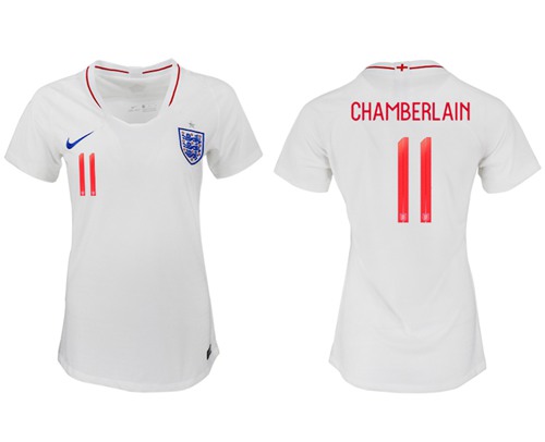 Women's England #11 Chamberlain Home Soccer Country Jersey