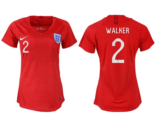 Women's England #2 Walker Away Soccer Country Jersey