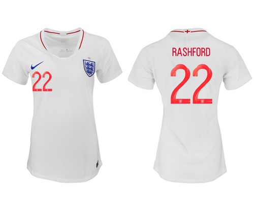 Women's England #22 Rashford Home Soccer Country Jersey